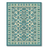 Teal Persian Area Rug with Ivory Floral Motifs