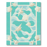 Coastal Beach Blue and Teal Teal Seashell Starfish Coastal Area Rug