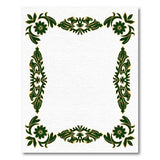Elegant Green Floral Ornate Border Rug