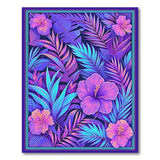Washable Neon Tropical Floral Area Rug - Low Pile, Non-Slip & Pet Friendly