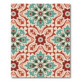 Teal Coral Persian Geometric Area Rug