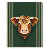Geometric Highland Cow Head Area Rug