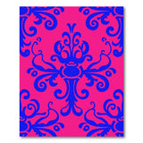 Vibrant Blue Damask on Hot Pink Area Rug