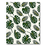 Stylized Green Monstera Leaves Area Rug
