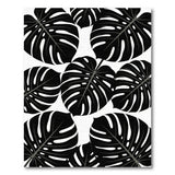 Bold Monstera Leaf Area Rug Black White