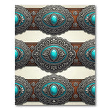 Ornate Turquoise Concho Southwestern Area Rug