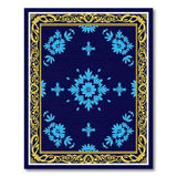 Navy Teal Floral Ornate Border Area Rug