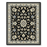 Black and White Elegant Black Persian Floral Area Rug