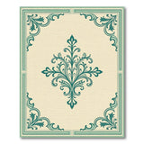 Elegant Teal Floral Border Area Rug