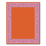 Vibrant Orange Area Rug with Pink Ornate Border
