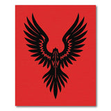 Bold Black Phoenix Silhouette Red Area Rug