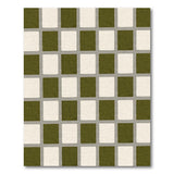 Olive Green and Cream Checkered Area Rug