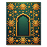 Emerald Green Persian Arch Golden Star Rug