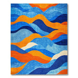 Vibrant Blue Orange Abstract Wave Area Rug