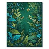 Emerald Jungle Foliage Butterflies Area Rug