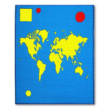 Pixelated World Map Blue Area Rug