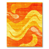 Vibrant Orange Wavy Abstract Orange Area Rug