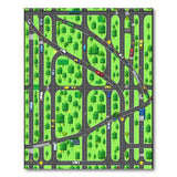 Kids Cartoon City Street Play Rug with Roads Cars