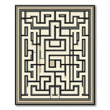 Intricate Beige Maze Labyrinth Area Rug