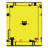 Playful Black Cat Cartoon Yellow Area Rug