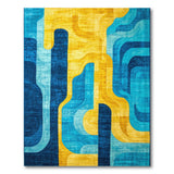 Vibrant Geometric Blue Yellow Abstract Area Rug