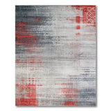 Grey Red Distressed Abstract Area Rug