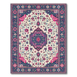 Navy Blue Pink Traditional Persian Area Rug