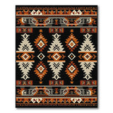 Black Orange Southwestern Geometric Tribal Rug