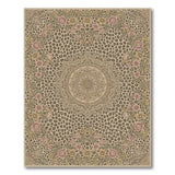 Beige Leopard Floral Medallion Area Rug