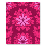 Vibrant Pink Floral Medallion Maroon Area Rug