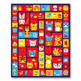 Playful Cartoon Animal Maze Kids Area Rug