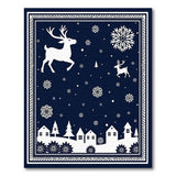 Navy Reindeer Winter Village Silhouette Area Rug