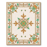 Gold and Silver Ornate Teal Gold Medallion Area Rug