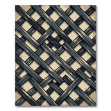Beige Distressed Woven Lattice Area Rug