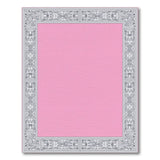 Ornate Pink Area Rug with Silver Floral Border