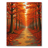 Autumn Orange Tree-Lined Path Area Rug