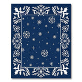 Navy Blue Snowflake Rug with Ornate Floral Border