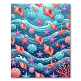 Playful Seashell Starfish Ocean Area Rug