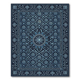 Navy Blue Persian Rose Trellis Fish Area Rug