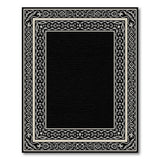 Ornate Black White Border Area Rug