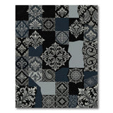 Black Damask Patchwork Area Rug