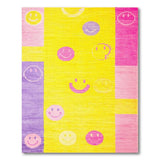 Playful Smiley Faces Kids Area Rug in Yellow Pink Purple