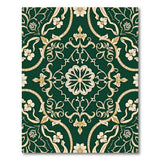 Elegant Emerald Green Floral Scroll Rug