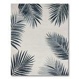 Navy Palm Leaf Coastal Area Rug