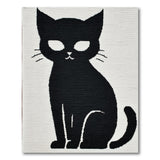 Black Cat Silhouette Woven Area Rug