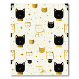 Playful Black Cat Gold Foil Pattern Area Rug