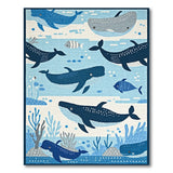 Playful Whale Ocean Kids Area Rug