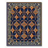 Navy Blue Burnt Orange Ornate Persian Rug