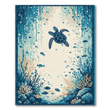 Sea Turtle Teal Coral Reef Area Rug