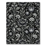 Black and White Elegant Black White Floral Vintage Area Rug